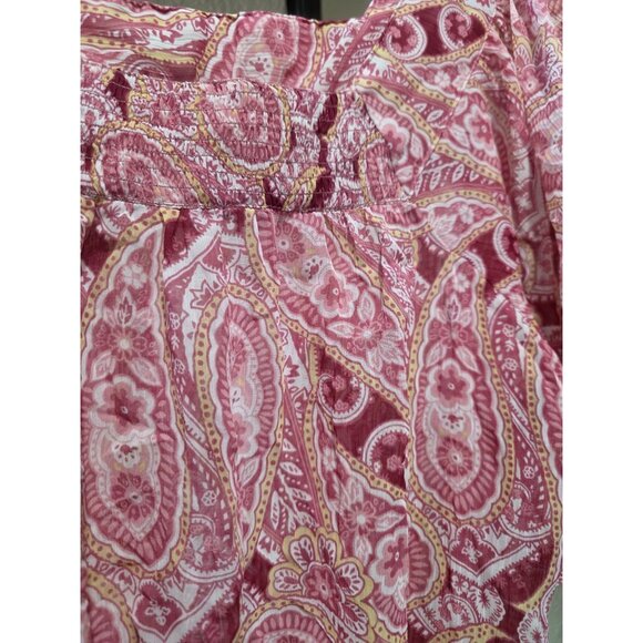 Mudd Womens Size Medium Multi-Color Semi-Sheer Dolman Short Sleeves Blouse Y2K - Picture 2 of 5